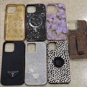 Lot of 7 Prada iPhone 13 ProMax Case Collection - Black, Silver, Gold, Purple